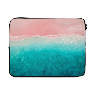Produktbild von MuchoWow® Laptop Hülle 17 Zoll Laptoptasche Strand - Meer - Rosa - Zipper - Schutzabdeckung