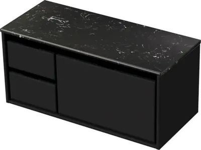 Produktbild von Sanox Waschtischunterschrank Loft BxHxT 101 x 47 x 46 cm Frontfarbe schwarz matt mit Waschtischplatte Kunststein schwarz