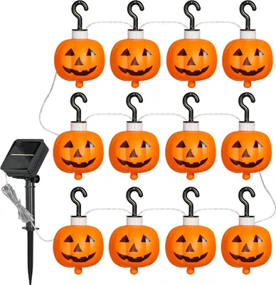 Immagine prodotto di Lanterne di zucca a energia solare, set da 12 pezzi, impermeabili, per decorazioni di Halloween, giardino, terrazza, con punte a terra