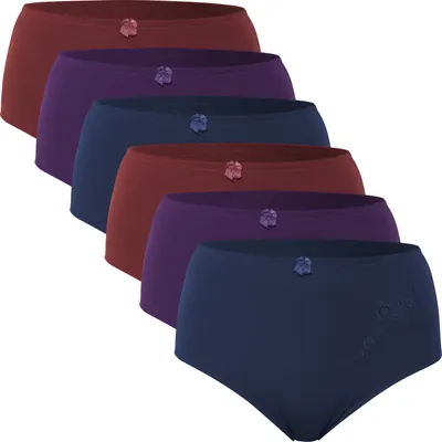 Produktbild von Celodoro Damen Taillenslip (6er Pack) Microfaser-Slip mit Stickerei - Berrytöne 48-50