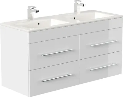Produktbild von Badmöbel Doppel-Waschplatz "Homeline 120" weiß Hochglanz