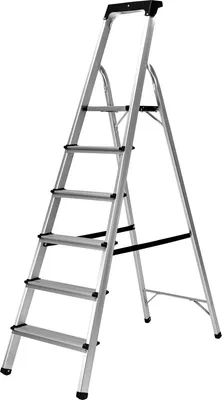 Produktbild von Craftfull Stehleiter CF-133B | Aluminium-Haushaltsleiter - Leiter - Ablagefläche - Gummi-Standfüße - Anti-Rutsch - 3-6 Stufen - 150 kg (6 Stufen)