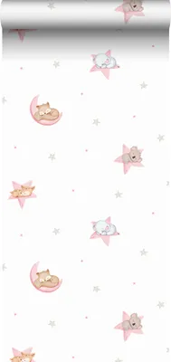 Immagine prodotto di Carta da parati Sanders & Sanders animali rosa e bianchi - 640440 - 53 cm x 10 m