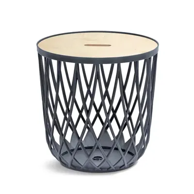Produktbild von nabbi Universalkorb aus Kunststoff mit Holzdeckel IKUB55T 55 l - Anthrazit