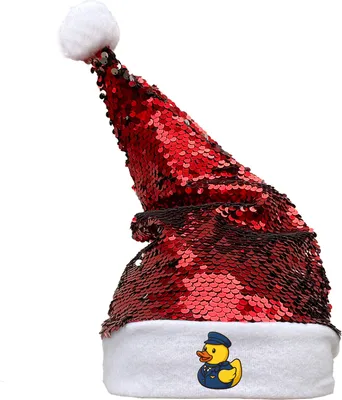 Produktbild von Huuraa Weihnachtsmütze Quietscheente Stewardess Gummiente Flugbegleiterin Geschenk Pailletten Rot/Weiß Filz Quietscheente Stewardess Geschenkidee