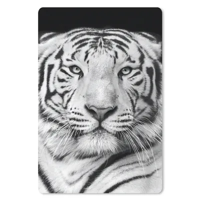 Produktbild von MuchoWow® Mauspad Mousepad Tiger - Schwarz - Weiß - Porträt - Tiere 40x60 cm - Mousepads - Maus Mat - Pad - Mausunterlage - Schreibtisch Accesoire