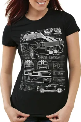 Produktbild von style3 GT 500 Blaupause T-Shirt Damen mustang, Farbe:Schwarz, Größe:L