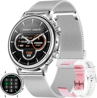 Produktbild von Smartwatch für Herren/Damen mit Telefonfunktion, 1,32 Zoll Touchscreen, wasserdichte Fitnessuhr, Aktivitätstracker, Fitnessuhr für Android iOS