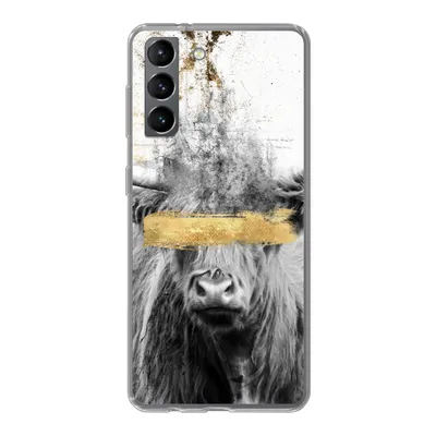 Produktbild von MuchoWow® Handyhülle Schutzhülle Hülle für Samsung Galaxy S21 Schottischer Highlander - Gold - Abstrakt Silikon Softcase Handy Hülle - Softcase