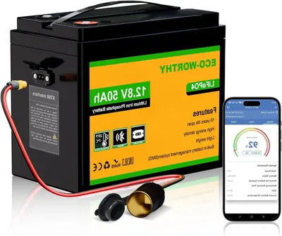 Obrázek produktu pro LiFePO4 baterie 12V 50Ah - Lithium-iontová baterie - Baterie pro karavany - Baterie pro lodě - Solární baterie - Bluetooth konektivita