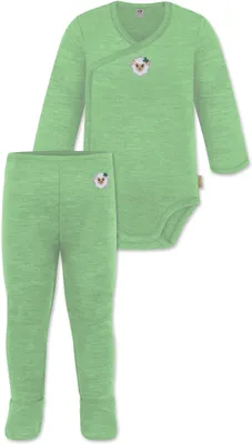 Produktbild von normani Baby Merino Langarm Wickelbody und Merino Hose