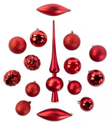 Image de Boules de Noël de différentes formes avec dentelle pour l'arbre de Noël, set de 19 pièces