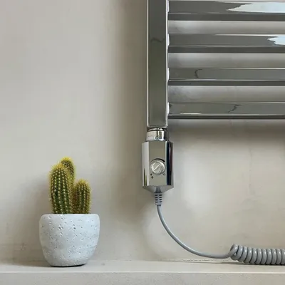 Produktbild von Campo24® Elektro Heizstab 600W–1200W Heizpatrone mit Thermostat & Frostschutz Heizstab für Heizkörper & Handtuchheizkörper Weiß, Schwarz oder Chrom