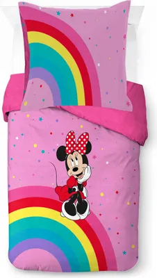 Produktbild von Disney Minnie Mouse Rainbow Dots Bettwäscheset aus 100% Baumwolle für E