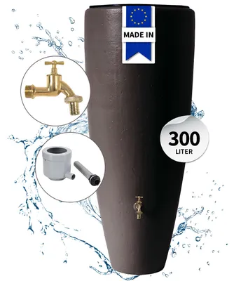 Productafbeelding van GARANTIA 2in1 waterreservoir complete-set 300 L mocca incl. messing uitloopkraan en regenpijp aansluiting