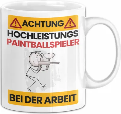 Produktbild von Paintballspieler Tasse Geschenk Lustiger Spruch Geschenkidee für Paintballspieler Achtung Hochleistungs Paintballspieler Bei Der Arbeit (Weiß)