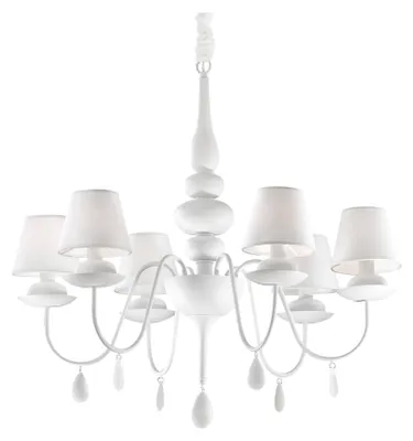 Immagine prodotto di Lampadario Shabby Chic-Provenzale Blanche Metallo Bianco 6 Luci E14