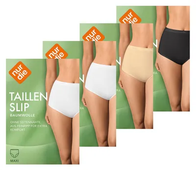 Produktbild von NUR DIE Damen Taillenslip Baumwolle GOTS- 4-Pack mehrfarbig2 - Größe 40-42