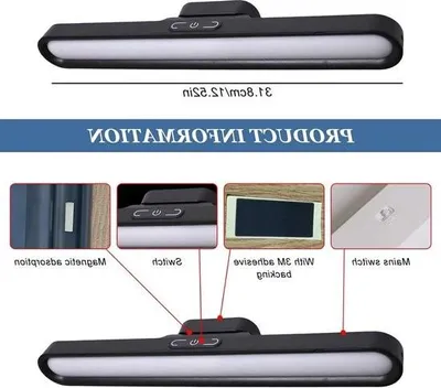 Obrázek produktu pro Stmívatelné 3barevné světlo na líčení, dobíjecí přes USB, zrcadlová lampa, magnetické světlo na líčení – osvětlení skříně, kosmetické zrcadlo, koupelna, černá, 1 kus