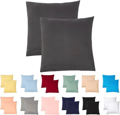 Produktbild von Jersey Kissenbezug 2er Set 65x65 cm 100% Baumwolle Anthrazit