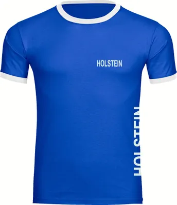 Produktbild von multifanshop Kontrast T-Shirt - Holstein - Brust & Seite, blau/weiß, Größe XXL