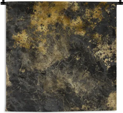 Produktbild von MuchoWow® Wandteppich Wandbehang Marmor - Gold - Schwarz 120x120 cm Tapisserie Dekoration Wandtuch - Modern - Baumwollgewebe