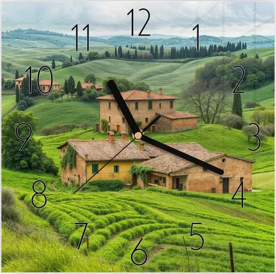 Produktbild von Wanduhr aus Glas mit Motiv Landschaft Italien- 30 x 30 cm - inkl. Aufhängesystem