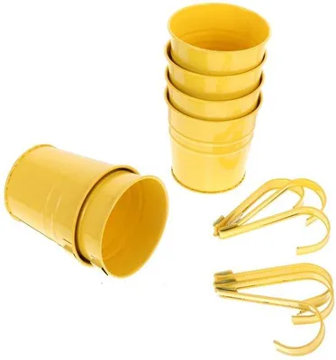 Produktbild von Hängende Metallblumentöpfe gelb 6er Set Balkon Deko