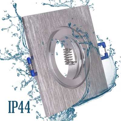 Produktbild von 6x MAXKOMFORT Einbaustrahler Bad IP44 mit GU10 Fassung Eckig aluminium gebürstet Einbauspot Einbauleuchte Rahmen Rostfrei Deckenspot Strahler Spot 5102-AB