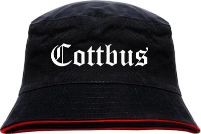 Produktbild von Cottbus Anglerhut - Altdeutsche Schrift - Schwarz-Roter Fischerhut S/M SchwarzRot
