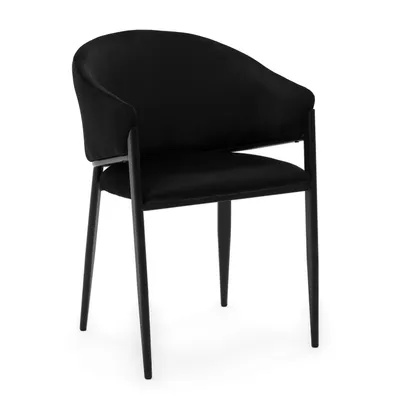Zdjęcie produktu dla NEW HOME Krzesło GLAMOUR do jadalni tapicerowane krzesło do salonu w tkaninie welurowej z podłokietnikami - czarne - nowoczesne meble