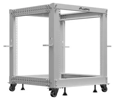 Productafbeelding van Lanberg open rack, 19 inch, 12U, 600x600 mm, hoogte verstelbaar, grijs