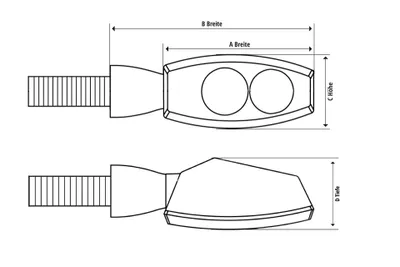 Zdjęcie produktu dla HIGHSIDER pro Pen Head LED Indicator Obudowa czarna / soczewka w kolorze dymnej szarości (para), przód i tył