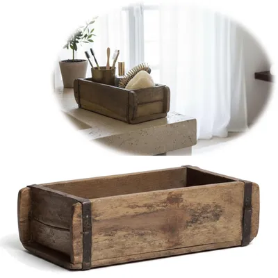 Produktbild von LS-LebenStil Holz Ziegelform 31cm | Original Altholz | Braun | ECHTE ALTE Backsteinform Cutlery Holzbox Aufbewahrungsbox Holzkasten Holzkiste