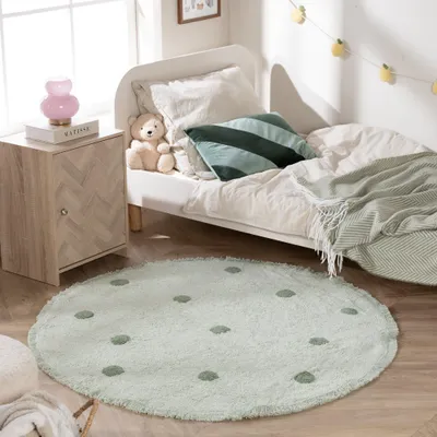 Zdjęcie produktu dla Volero - Okrągły dywan do pokoju dziecięcego – Lou Dots Zielony - Ø 140cm