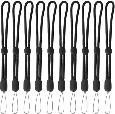 Immagine prodotto di Set da escursione con cordino elastico, 10 pezzi - Cordino regolabile da polso, nero - Portachiavi intrecciato, 19 cm