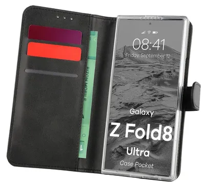 Produktbild von Handyhülle mit Klappe für Galaxy Z Fold8 Ultra, Bizon Case Pocket, Schwarz
