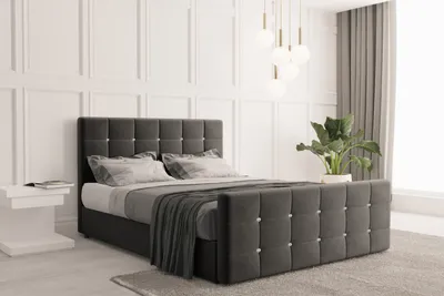 Produktbild von Kaiser Möbel Boxspringbett mit bettkasten und matratze 160 cm x 200 cm, Schlafzimmerbett ROMA Dunkelgrau + topper H3