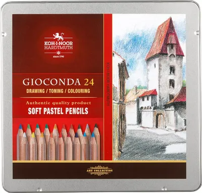 Obrázek produktu pro Koh-i-noor GIOCONDA 8828/24 - prašné křídy v tužce v laku v plechovém pouzdře - 24 ks