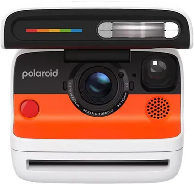 Imagen del producto de Cámara fotográfica Polaroid, modelo Flip, color naranja, blanco y