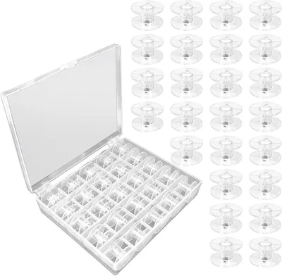 Set von 50 transparenten Nähmaschinen-Spulen