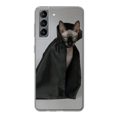 Produktbild von MuchoWow® Handyhülle Schutzhülle Hülle für Samsung Galaxy S21 Katze - Umhang - Schwarz Silikon Softcase Handy Hülle - Softcase