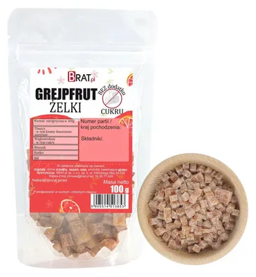 Obrázek produktu pro Grapefruitové žvýkačky (želatinové bonbony) bez přidaného cukru, 100 g