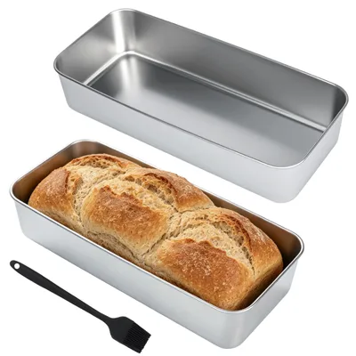 2er-Set große Backformen 33x15x6,7 cm Edelstahl Brot Kuchen