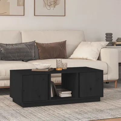 Produktbild von "2026 Promotion" Couchtisch Wohnzimmer - Kaffeetisch - Schwarz 110x50x40 cm Massivholz Kiefer - Sofatisch CC27852