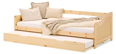 Produktbild von Kinderbett 90x200 mit Ausziehbett aus Kiefernholz in Natur