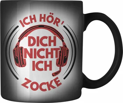 Produktbild von Trendation - Zocker Farbwechsel Zauber-Tasse Geschenk Ich Höre Dich Nicht Ich Zocke Gamer Geschenkidee Lustiger Spruch Gaming (Schwarz)