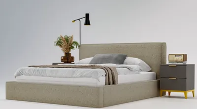 Obrázek produktu pro GRAINGOLD Čalouněná postel 140x200 Monaco - manželská postel s látkou Bouclé, včetně roštu a zásuvky - krásná postel do ložnice - hnědá (Anthology 4)