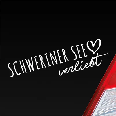 Produktbild von Auto Aufkleber Schweriner See verliebt Herz See Sea Liebe Car 19x5 cm Weiss Matt Sticker Heckscheibenaufkleber