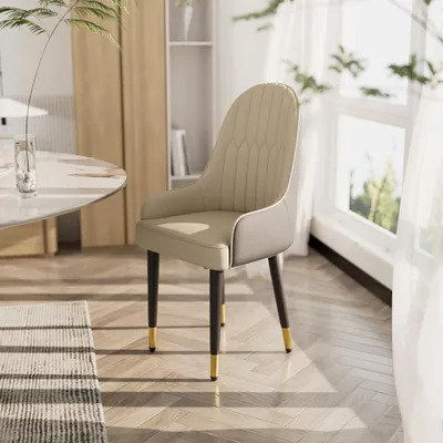 Produktbild von Esszimmerstühle – Set aus 2 modernen Stühlen – Kunstleder – Holzbeine – Tragfähigkeit: 150 kg – Weiß